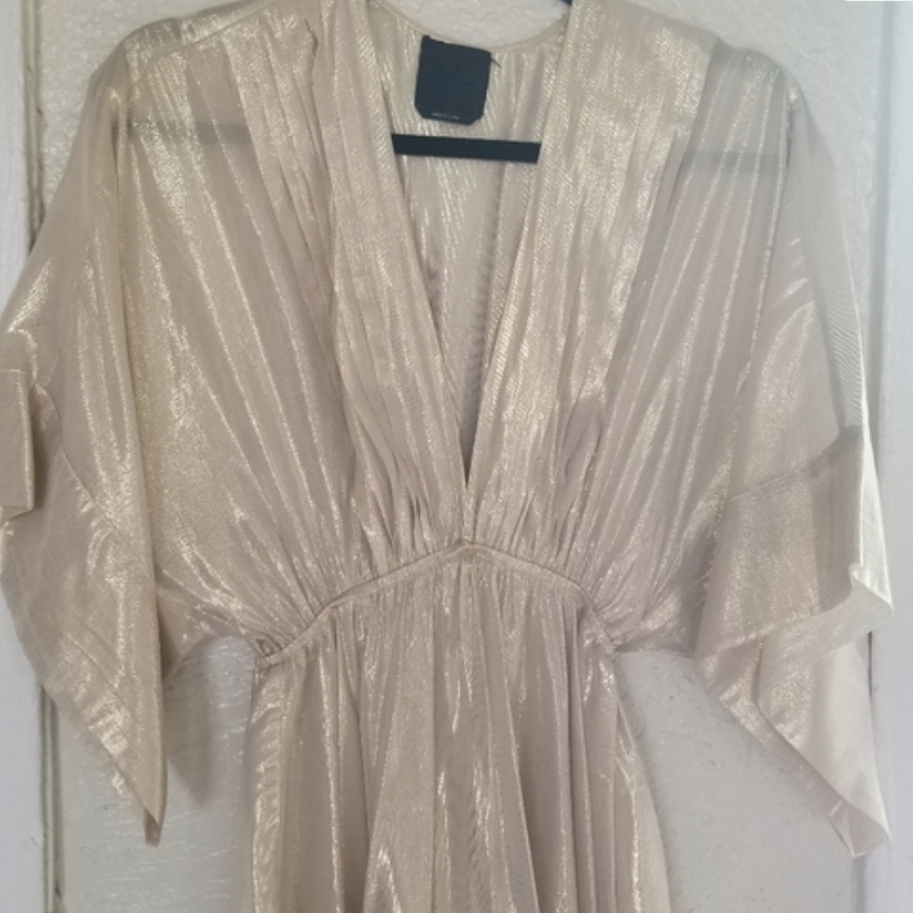 Bebe Metallic Gold Midi Dress